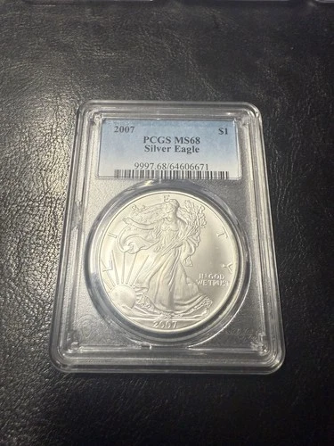 U.S. Mint 2007 PCGS MS68 American Silver Eagle 1 oz .999 Silver Coin