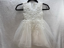 White Lace Pearl Tulle Flower Girl Dress 3T-4T Wedding Party Worn Once
