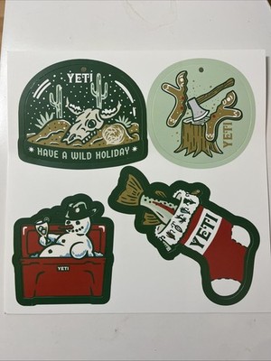 Yeti Outdoor Weihnachten Feiertag Dekorationen Geschenkanhänger 4er Set Brandneu