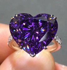 10.50 CT Certified Heart Cut Purple Diamond Ring, Tariffs FREE  Matching Studs.