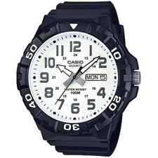 Casio Men's Watch Rotating Bezel White Dial Black Resin Strap MRW-210H-7AVCF