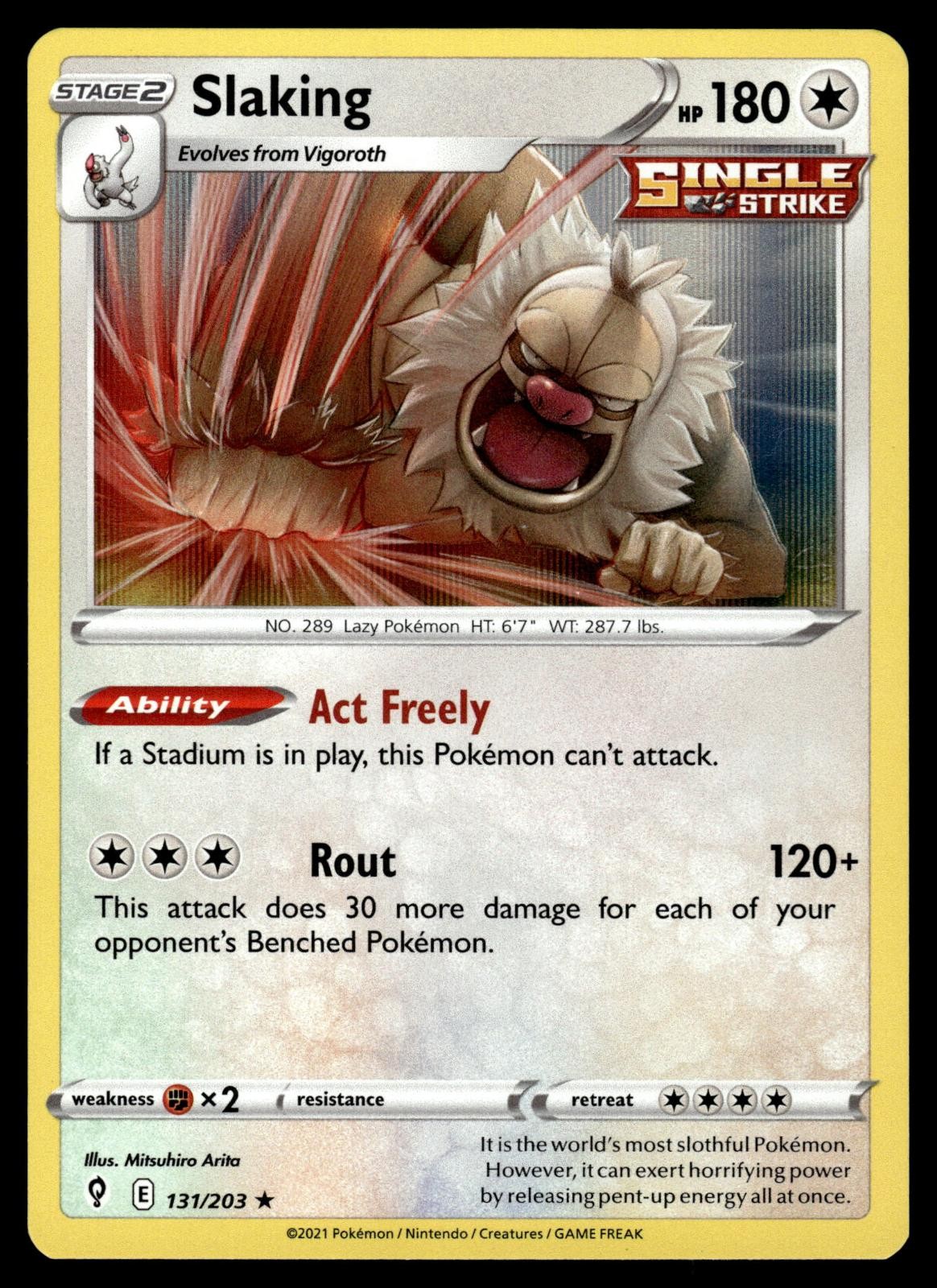 Slaking 131/203 Holo Rare Evolving Skies Pokemon Near Mint