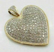 3Ct Round Cut Lab-Created Diamond Cluster Heart Pendant 14K Yellow Gold Plated