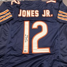 Velus Jones Jr Autographed Signed XL Custom Bears Jersey-Beckett Witnessed