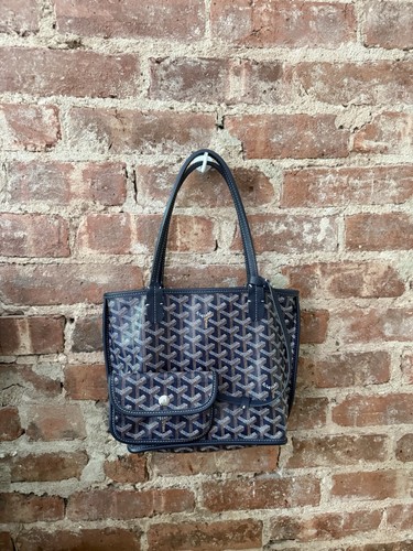 Authentic Goyard Anjou Reversible Tote Mini Navy - RARE COLOR