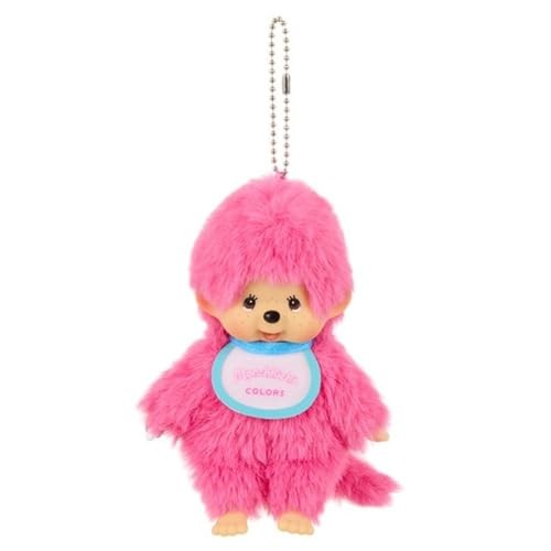 Sekiguchi Monchhichi COLORS Keychain Berry Pink Plush Doll Japan