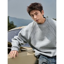 Men's Crew Neck Sweatshirt Cotton Panelled Athleisure Silhouette Pullover M-2XL