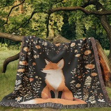 Fox Woven Cotton Throw Blanket