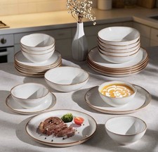 18 Piece Stoneware Dinnerware Sets for 6, Plates and Bowls Dinner Dish Set