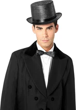 Forum Novelties Unisex Adult Teen Glitter Mesh Top Hat Costume Headwear Black