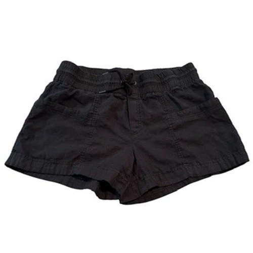 Athleta Cabo Linen 4 Inch Shorts Black Smocked Waist Drawstring Sz 16