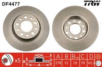 2X Trw Bremsscheibe DF4477 FüR Fiat Jeep 500X Renegade Giulietta 159 Spider B1