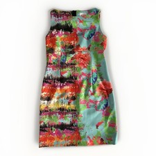Milly Women's Sleeveless Sheath Dress Size 8 Colorful Floral Abstract