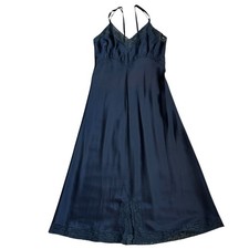 Vintage BEAU MONDE Slip Dress Nightgown Sz 34 Black Lace