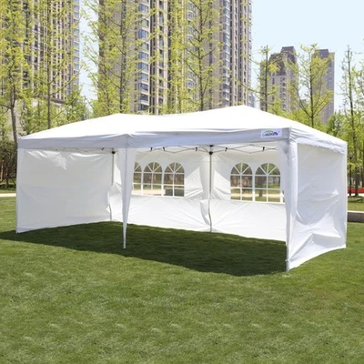 Goutime 10x20 Pop Up White Canopy Tent with Sidewalls Boxed SW-811W