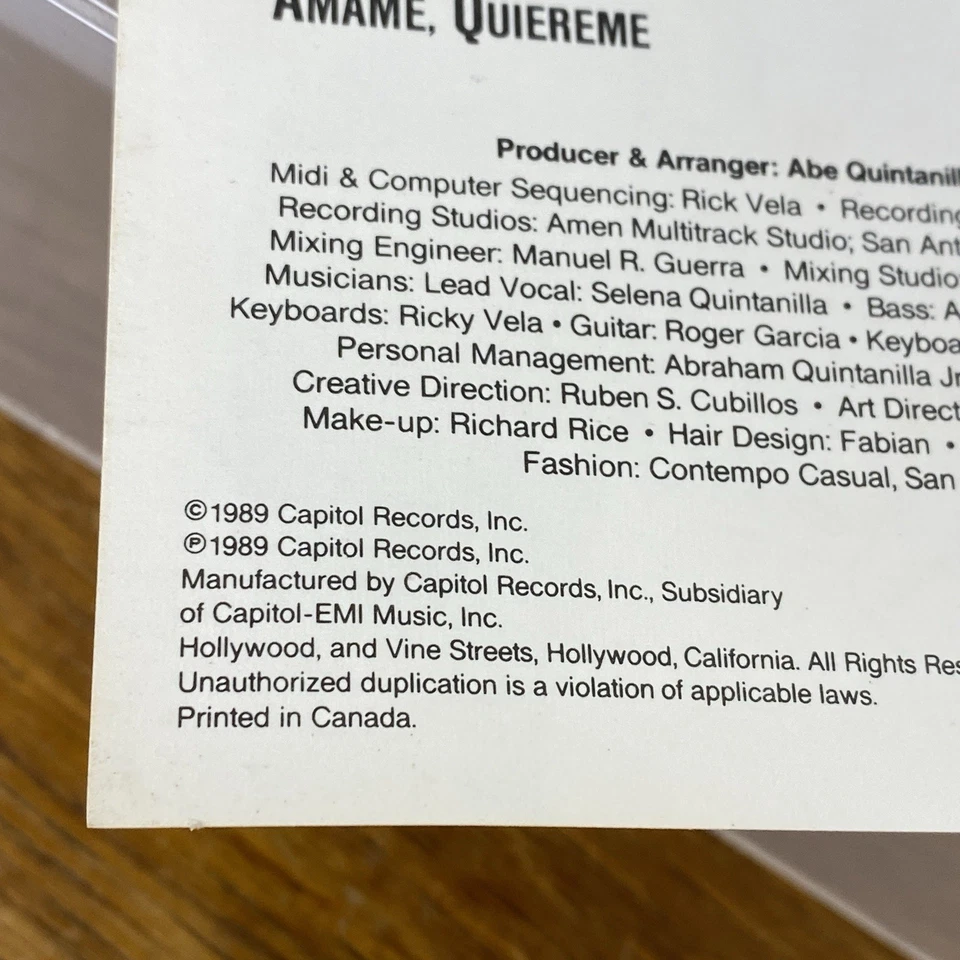 Selena y Los Dinos Selena (1989 Cassette) Capitol EMI Original Vintage Tejano VG - Image 2 of 4