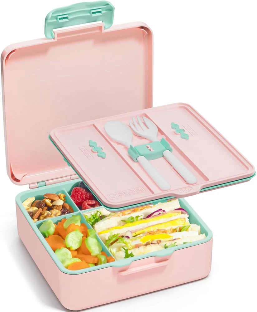 Leak Proof 4-Compartment Bento Lunch Box for Kids BPA Free