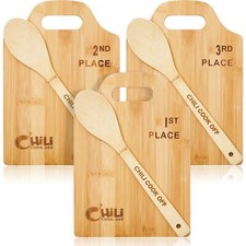 3 Sets Chili Cook Off Prizes Spoon and Boards Decorations Trophies 1st / 2nd ...