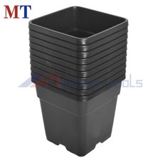 Re-Usable 10 Pack 2 Gallon Square Black Nursery Pot Plastic Plant Flower Pots