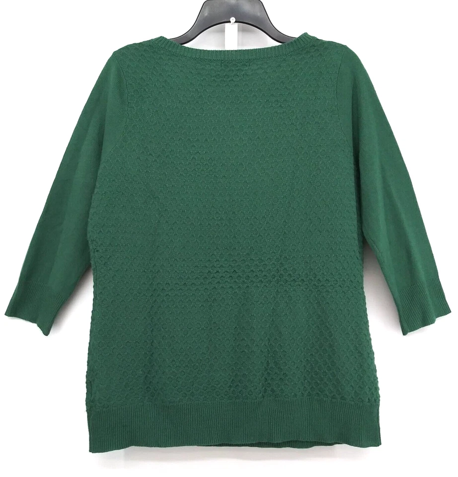 Laura Scott Sweater Womens LP Green 3/4 Sleeve Knit Cowl Neck Lightweight Blouse - Image 2 of 4