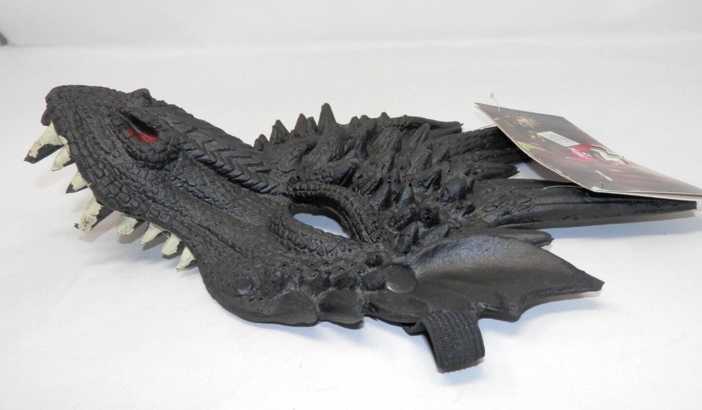 KBW Horned Dragon Half Face Mask - Soft Foam Black Elastic Costume Cosplay NEW