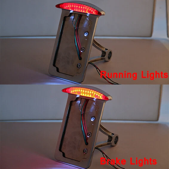 Luz trasera con soporte de matrícula de montaje lateral cromado para moto bobber chopper Foto 3 de 4