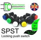 Round On Off Push Switch Locking SPST 250VAC 3Amp 2 Pin Different colours