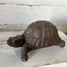 Vintage Red Mill Turtle Figurine Made in USA 7 Long Carved Signed (realistic)