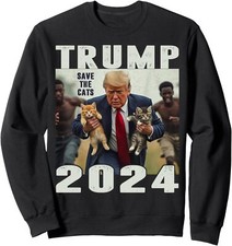 Hero Trump 2024 Save the Cats Funny Debate Unisex Crewneck Sweatshirt