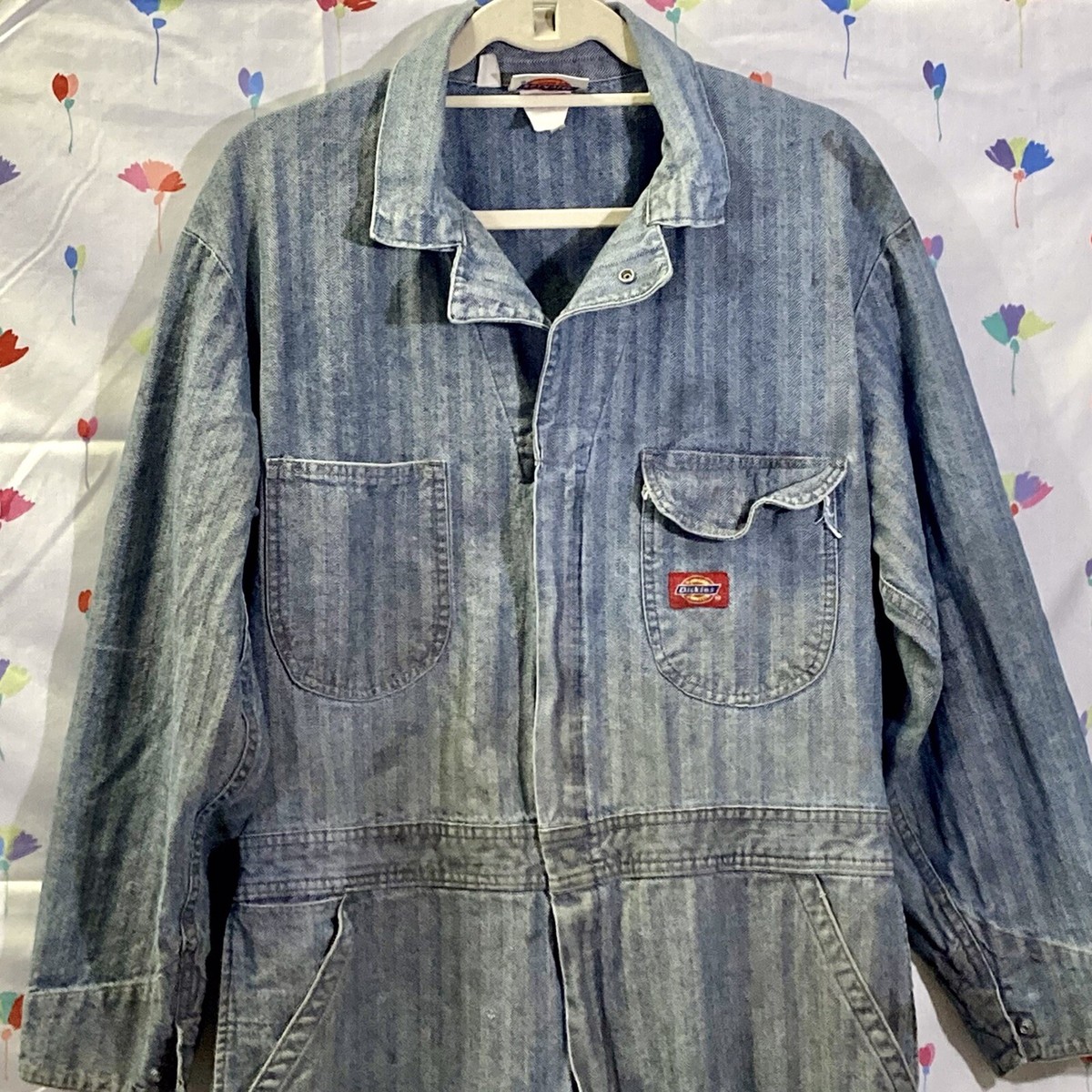 Dickies Men's Coveralls Blue Herringbone Size Chest 46 Length