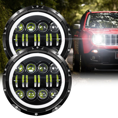 Fit Ford Falcon Sedan Delivery 1961-1965 2pc 7inch Round Led Headlight Angel Eye