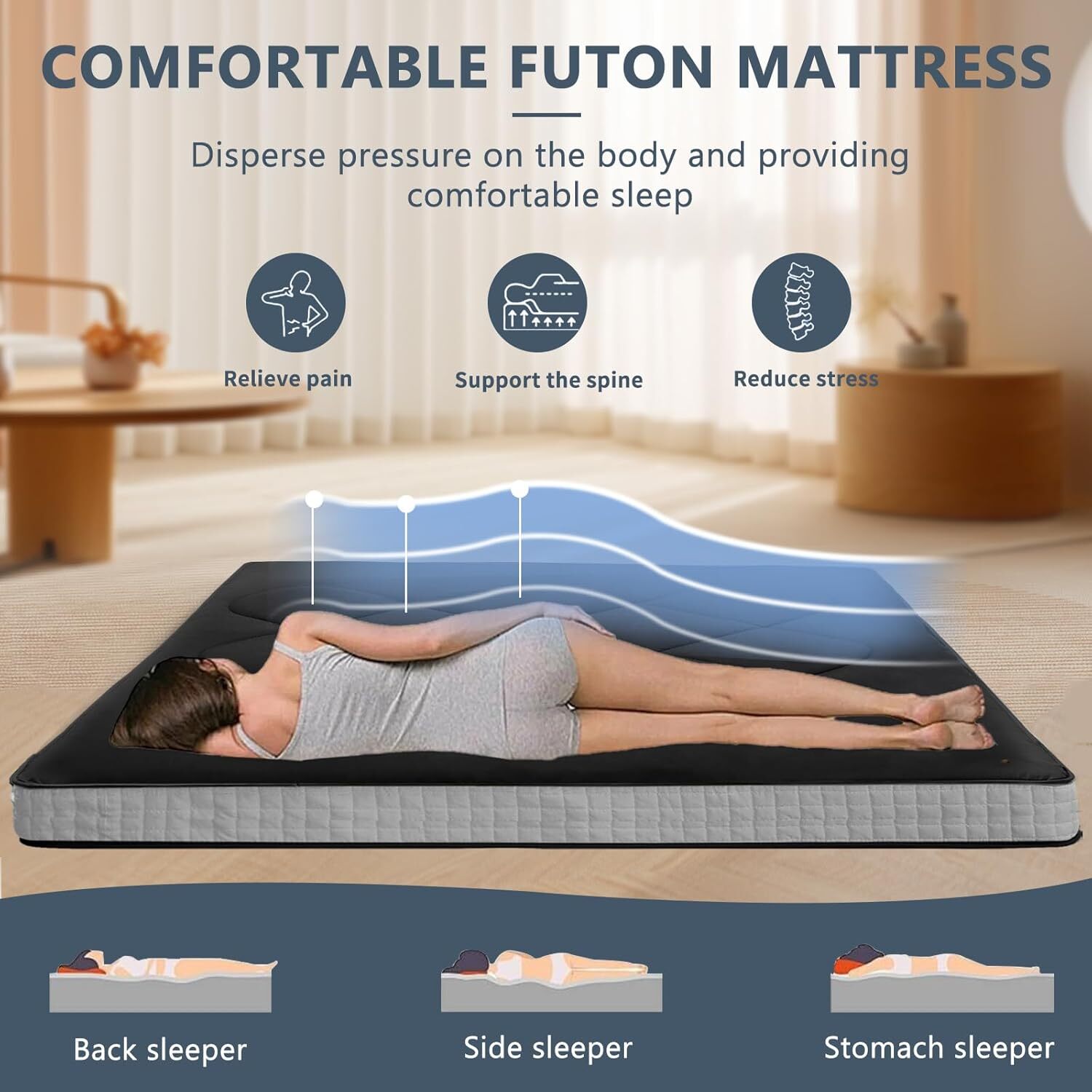 Folda… Japanese Futon Floor Mattress Twin Size 39"x 80" Floor Mattress