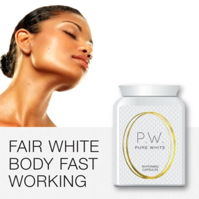 PURE WHITE WHITENING CAPSULES GET FAIR LIGHT BRIGHT SKIN PILLS CLEAR LIGHT BODY