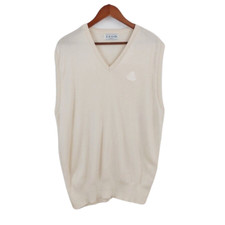 Vintage Mens Vest Izod Ivory V Neck Acrylic Golf Made USA XL