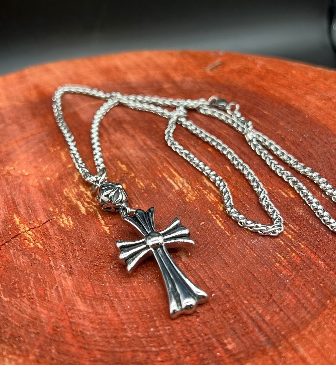Stainless Steel Cross Hearts Small Double Cross and Ball Pendant