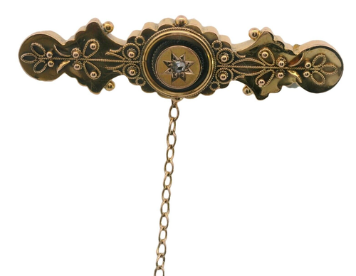Antique 15ct Yellow Gold Diamond Brooch – Circa 1900 Victorian Elegance - 第 4/14 張圖片