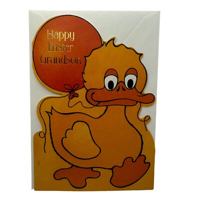 Happy Easter Grandson Greeting Card - Academy Greetings - Duck-Shaped Design
