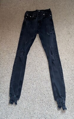Boohoo man Super skinny ripped black jeans size 30 UK