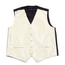 Men's Ivory Pattern Tuxedo Vest Formals Weddings Proms Fashion Waistcoat