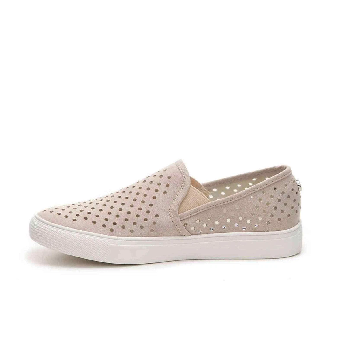 Steve Madden Owen perforated slip on sneaker neutral beige faux