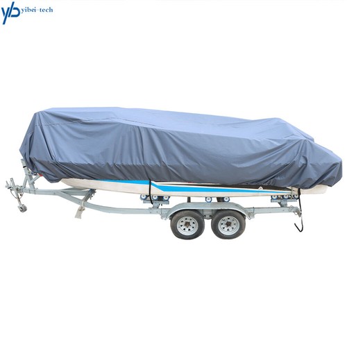 Gray Heavy 600D Marine Grade Polyester Canvas Trailerable Waterproof Boat Cover - Picture 3 of 21