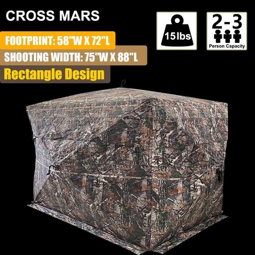 Full Open Door 3 Person 360 Degree See Through Ground Hunting Blind Pop Up Tent - Picture 5 of 7