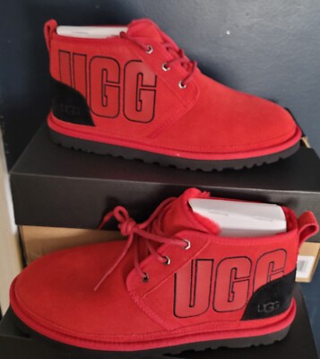 NEW AUTHENTIC UGG MENS' NEUMEL GRAPHIC OUTLINE BOOT ''SAMBA RED BLACK'' US 10