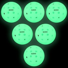 6 Pack Luminous Pickleballs - Glow in the Dark, Light Up, High Visibility