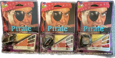 Lot 3 Pirate Makeup Kit  Eye Patch Clip-On Earring Halloween Costume Blackbeard