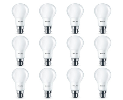 Philips 8W LED B22 Bajonettverschluss Glühbirnen mattiert 60W warmweiß 12er Pack