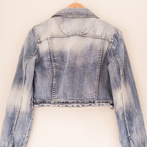 Victoria's Secret London Jean Jacket Size S Blue Cropped Faded Distressed Zip Up - Picture 7 of 13
