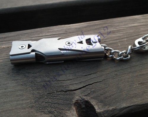 Stainless Whistle 2 tube Lifesaving Emergency Survival SOS high db outdoor bike - Picture 2 of 3