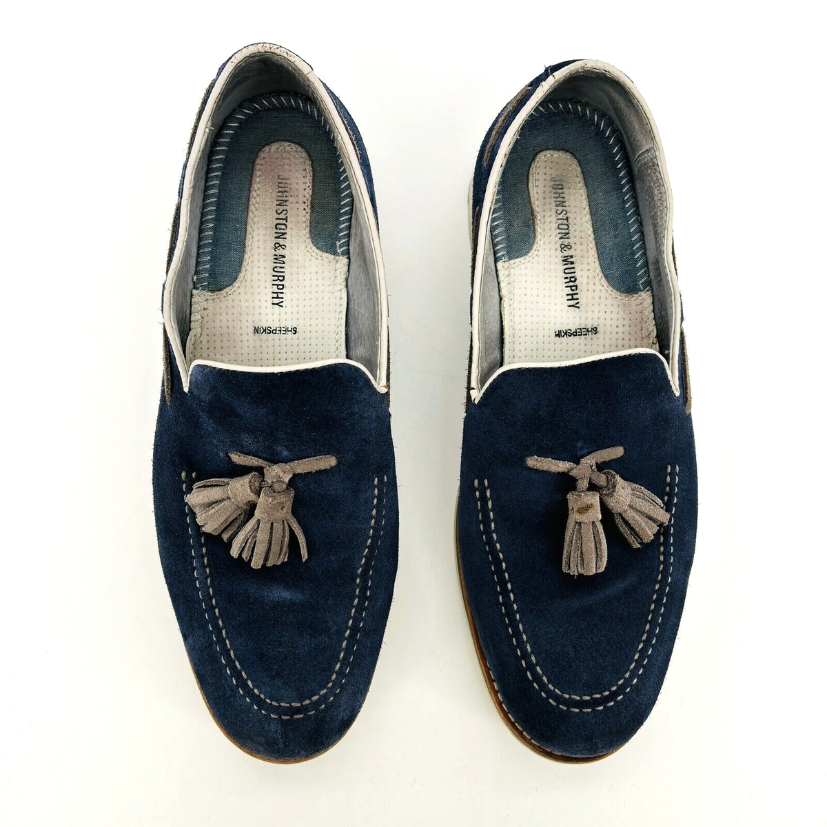Men's 11 M Johnston Murphy Ellington Tasseled Blue Suede
