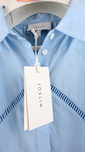 JOSLIN "Selena" organic cotton shirt in sky blue size 14 BNWT - Picture 6 of 13